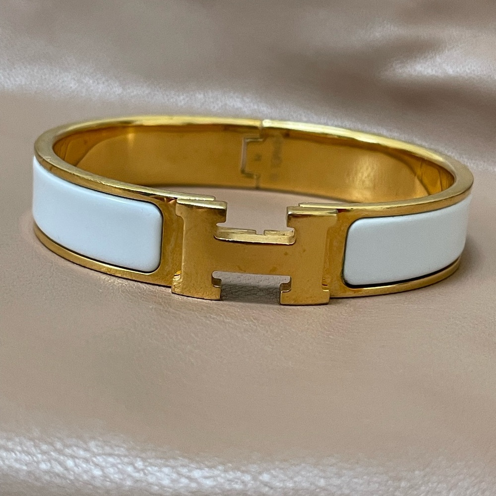 Hermes Clic H Gold and White Enamel PM size